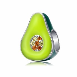 MariaFonte Charm New 2024 Compatible All Brands Avocado Passion Fruit Lucky Charm 925 Silver Pendant Original Offers Birthday Friendship Mum Pearl Heart Family Christmas, Sterling Silver