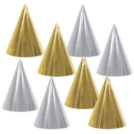 8 Pack Party Hats Rose Gold and Silver, Cone Party Hats Birthday Hats Bulk for Adults and Kids(Gold, Silver)