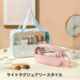 COREXPOWER 3 Piece Makeup Pouch Set, Makeup Pouch, Travel Storage Bag, Toiletry Bag, Women's, Zipper Bag Set, L, M, S, Makeup Pouch, Macaron Color, Travel Accessories, Makeup Pouch, Cute, Cosmetic