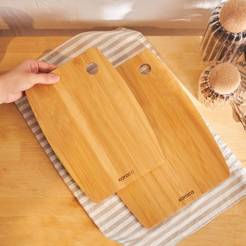 Karaca Bade Bamboo Chopping Board Set - 2-Piece Wooden Cutting
