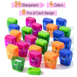 Mr. Pen- Pencil Sharpeners Manual, 24 Pack, Dual Hole, Colorful Pencil Sharpeners Handheld Pencil Sharpener, Colored Pencil Sharpener for Kids, Small Pencil Sharpener, Manual Pencil Sharpeners