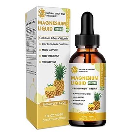 (2 Pack) Magnesium Glycinate Liquid Drops,High Absorption Magnesium Magnesium Supplement for Muscle, Nerve, Bone and Heart Support,60 Serving，Pineapple Flavor