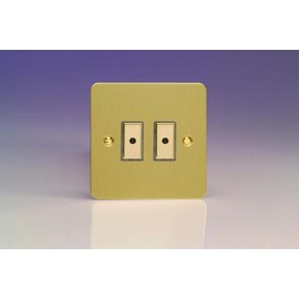 Varilight 2-Gang 1-Way Remote/Tactile Touch Control Master LED Dimmer Light Switch 2 x 0-100W (Max 10 LEDs) Brushed Brass JFBE102