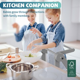 Foldable Toddler Tower, 3 Adjustable Height Toddler Standing Tower, Wooden Kids Kitchen Stool Helper with Safety Rails, Space Saving Kids Step Stool - Ages 18 Months to 6 Years