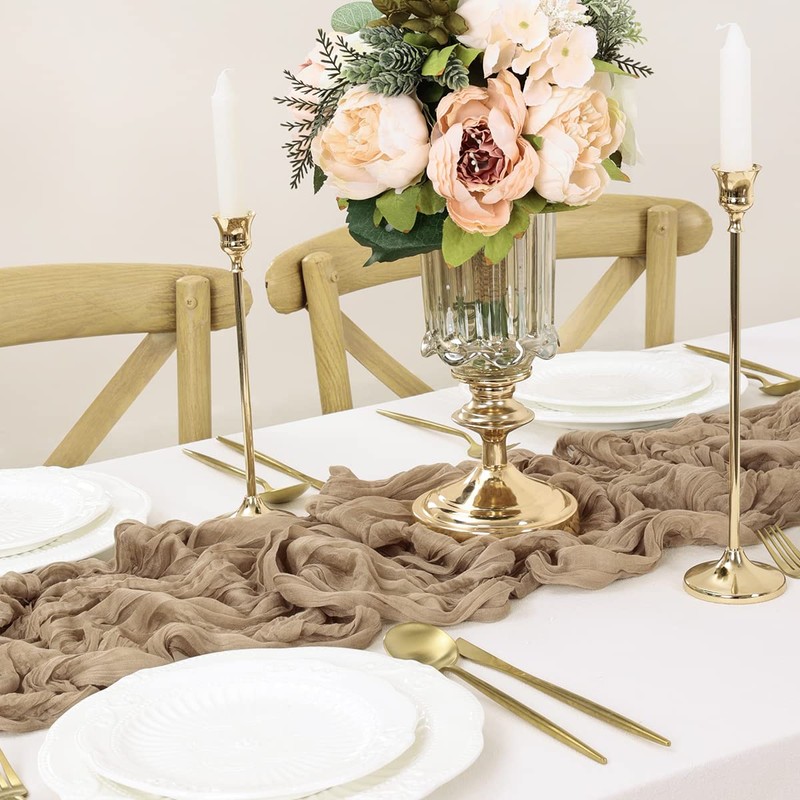 LINXTAR Nude Table Runner Cheesecloth Table Runner 10FT Farmhouse Table