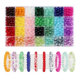 TTETTZ 700PCS 8mm Glass Beads for Bracelets 24 Colors Crystal Beads Bracelet Kit DIY Art Craft Round Beads Assortment for Necklace Earrings Charm Pendants Jewelry Making Girls Women Gifts