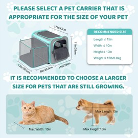 Cat Carrier Fits Small to Medium Pets, Airline Approved Dog Carrier, Outer Collapsible Expandable Soft Sided Pet Carrier for Safety & Convenience, with Comfortable Pads，Waterproof Cat Bag Up to 15lbs