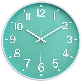 AIRUIFU Wall Clock - 12 Inch Non-Ticking Silent Battery Operated Round Wall Clock Modern Simple Style Decor Clock for Kitchen,Home,Bedroom,Living Room, Office (Blue)
