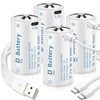 D Cell Batteries 4 Pack,Lithium D Batteries 5600mWh, Rechargeable D