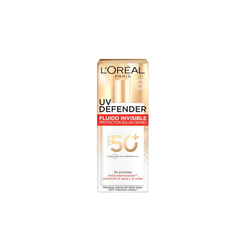 Oréal Paris Defender Fluido Invisible Fps Protección Solar Facial Ligero
