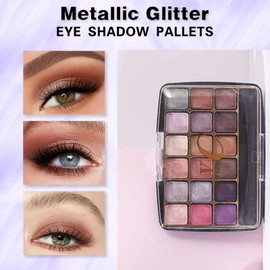 Eyeshadow Palettes, Eye Shadow Pallets For Women Long-lasting Metallic Shimmer, 18 Colors Glitter Pressed Eyeshadow Powder, Highly Pigmented Eyeshadow Make-up Palettes Easily Blended