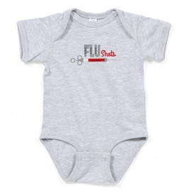 CafePress FLU Shots Cute Baby Bodysuit Romper Dark Heather Gray
