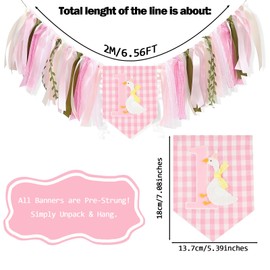 Funny Goose High Chair Banner for Girls, Pink 1st Birthday Decoration, Funny Goose Tassel Garland, Pink High Chair Ribbon Banner for Baby Shower