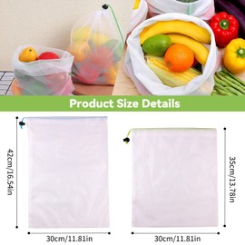 8 Pack Use Again Produce Bags - Drawstring Mesh Grocery Bags for Shopping (Medium & Large Sizes) - Extra Strong, Washable, See-Through Reusable Eco-Friendly Bags with Tare Weight Labels (01)