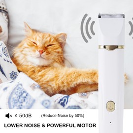 Dog Clippers Grooming Kit Hair Clipper - Pet Nail Sharpener and Shaver Set 4 in 1 Low Noise - Cordless Quiet Nail Grinder Shaver for Dogs, Cats (Gold Upgrade)