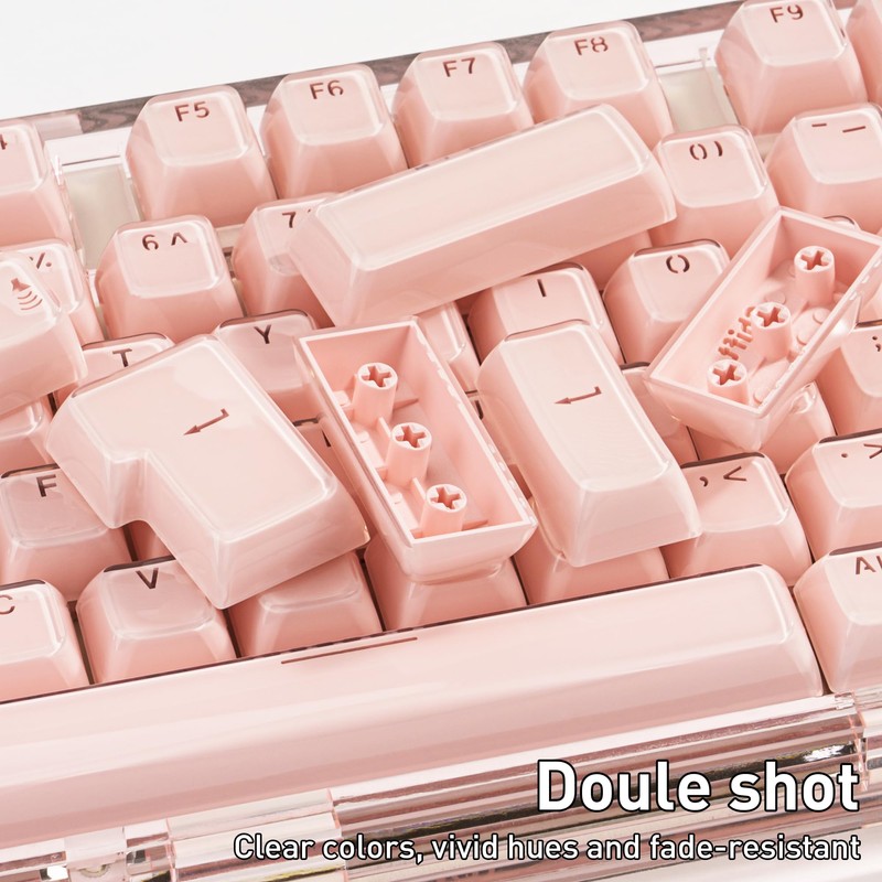 GEKUCAP Pink Clear Keycaps, Translucent Custom Keyboard Key Cap, MDA