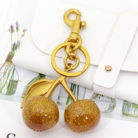 Atifober Gold Cherry Keychain, Bling Cherry Purse Charms for Handbags Cute Keychains Handbag Charms Purse Accessories Novelty Keychains Jewelry for Women Birthday Christmas Gifts