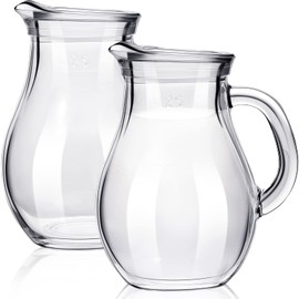 2 Pcs Small Glass Pitcher Elegant Shaped Glass Creamer Pitcher Glass Tea Pitcher Coffee Milk Creamer Pitcher Creative Milk Frothing Pitcher Milk Frother Cup Creamer Jug (Elegant Style) Transparent