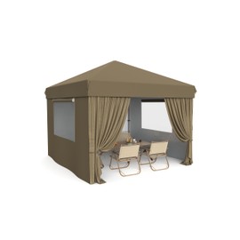 Hipicute 10x10 Pop Up Canopy Tent Outdoor Canopy with Removable Sidewalls Heavy Duty Commercial Instant Tent Shelter (Khaki, 4-Sidewall)