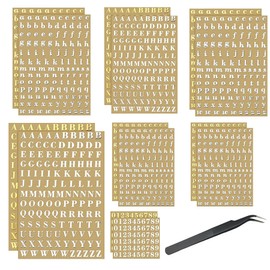 14 PCS Letter Stickers, Alphabet Sticker Gold Number Sticker, Mini Metal Alphabet Letter Stickers for Epoxy Resin Lartisanate, Scrapbooking Supplies TU