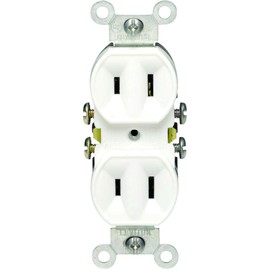 Leviton 15 Amp, 125 Volt, Duplex Receptacle, Residential Grade, Non-Grounded, 223-W, White