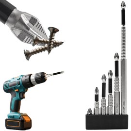 High Magnetic Drill Bit Set: K5 Impact Resistant Anti-Slip Bits, Non-Slip Alloy Steel for Impact Drivers, DIY/Pro Use 6pcs (25-150mm)​