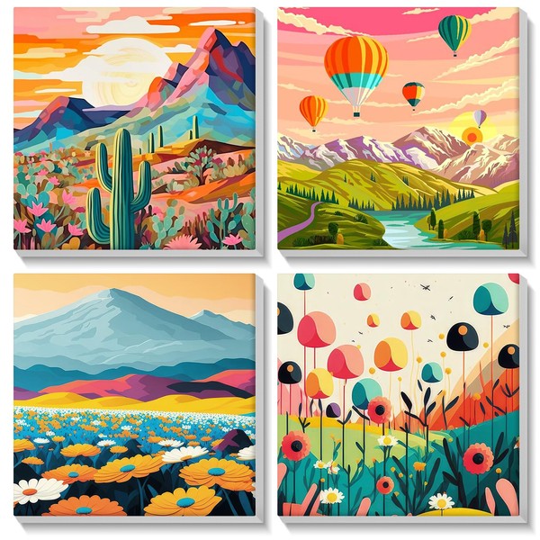 MISCER 4 Pack Paint by Numbers for Adults Beginner,Landscape Paint