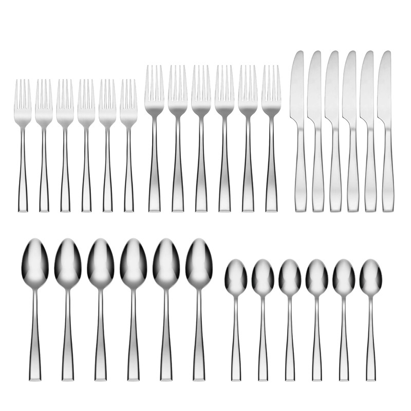 Cambridge Cali Mirror Piece Flatware Set, 30 Count, No Color