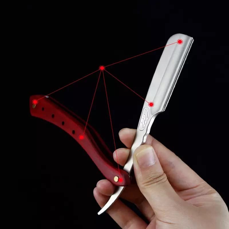 Deepa Folding Leather Razor, Barber, Western Razor, Silver x Brown