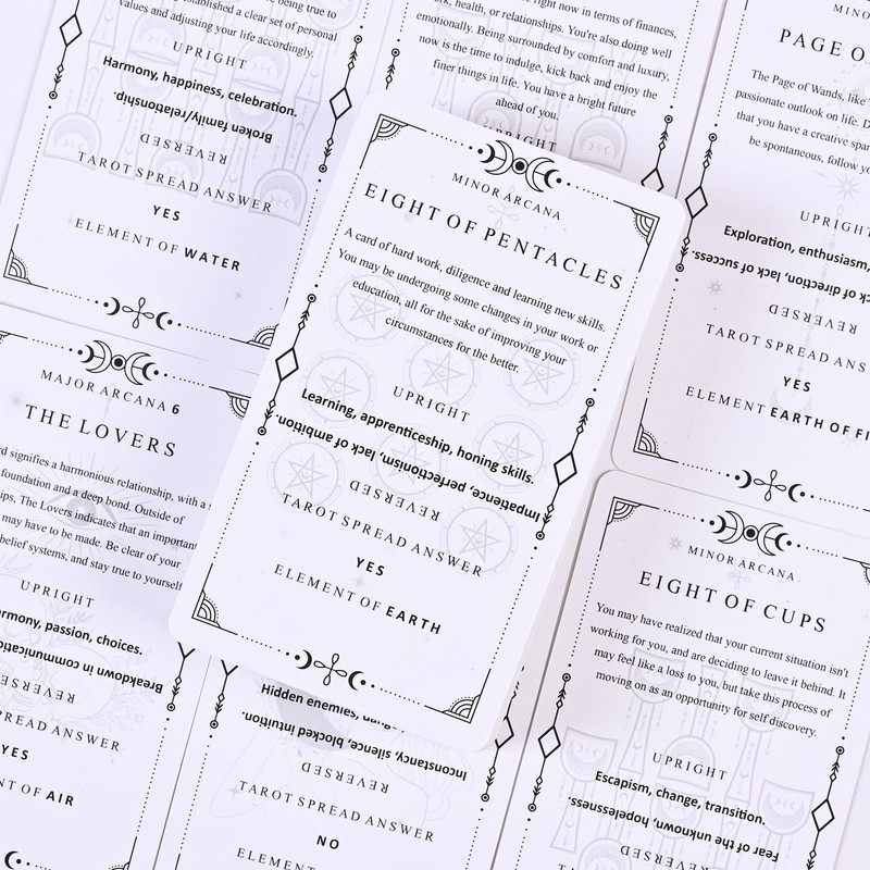GINCEVHY 78 Clear Text Pattern Tarot Cards, Classic Tarot Learning