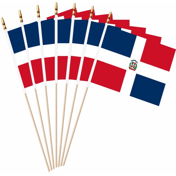 LUSEOAN 20 Pack Dominican Republica Mini Stick Flags Dominica Small
