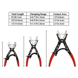 EMENTOL Automatic Locking Ratcheting Hose Pinch Off Plier Set, Includes 8-Inch, 10-Inch, and 12-Inch Sizes, 3 Pieces Crimping Pinch-Off Tool Set, For Pinch Off Coolant, Vacuum, Heater and Fuel System