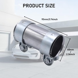 Kingsea Stainless Steel Exhaust Clamp, 60 mm x 95 mm Double Clamp Exhaust Pipe Clamp, Universal Automotive Exhaust Pipe Clamp