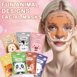 Yishifa 7 Pack Animal Character Sheet Masks, Face Masks for Kids Teens Girls Skincare Set, Korean Moisturizing Soothe Facial Mask for All Skin Types, Girls Spa Party Favors Birthday Gifts for Women