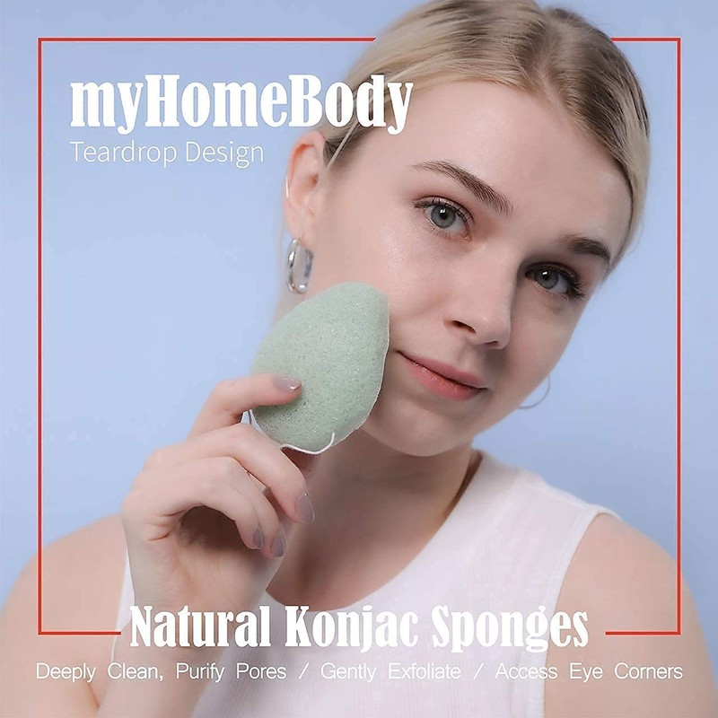 myHomeBody Natural Konjac Facial Sponges – Teardrop Shape - for