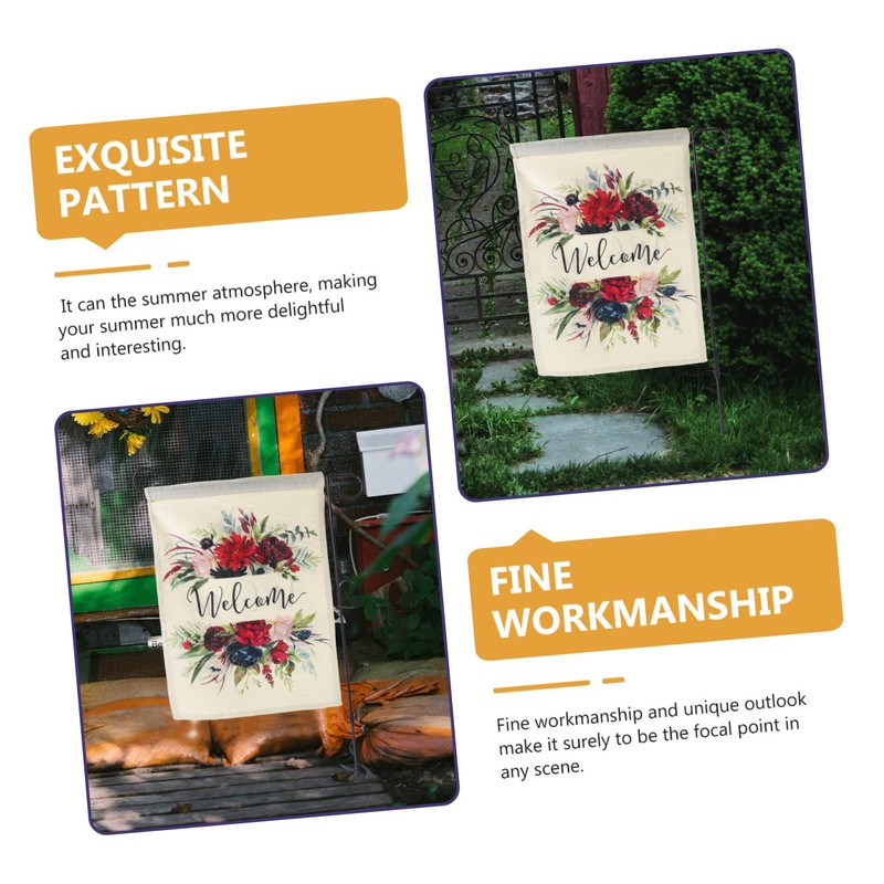 Totority 2pcs Vertical Polyester Garden Flag with Welcome Theme Durable
