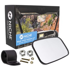 NICHE UTV Rear View Center Mirror with 1.75" Roll Bar Cage for Polaris RZR Kawasaki Teryx Mule Pioneer Yamaha Rhino (Black)