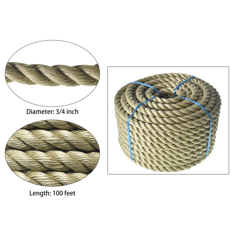 HOSTIC Twisted 3 Strand Polypropylene Synthetic Rope Multipurpose Artificial Manila