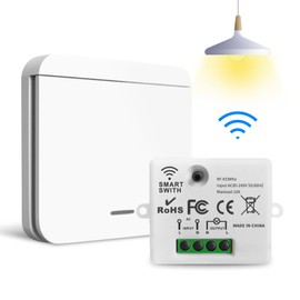 Wireless Light Switch - 230 V Wireless Light Switch Set without Power Laying, with Receiver - Wireless Light Switch for Light Control in Bathroom, Bedroom and Outdoor Use (1 Receiver with 1 Switch)