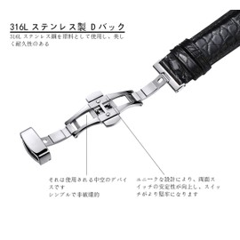 Tristraps Genuine Leather Band Alligator Leather / Cow Leather Replacement Deployment Buckle 12mm - 24mm Crocodile Watch Strap Replacement Strap / Waterproof / Sweat Proof (Equipped with Installation Tools)