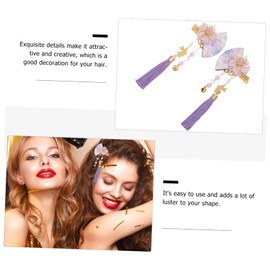 FRCOLOR 2pcs Hairpin Flower Hair Clips for Women Hair Accessories for Women Wedding Flowers Hair Clip Flower Fan Hair Pin Japanese Style Hair Clip Girl Zinc Alloy Purple Clockwork Child