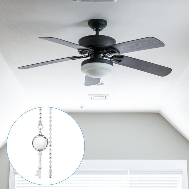 BENECREAT 4Pcs Alloy Ceiling Fan Pull Chain Extenders, Key Star