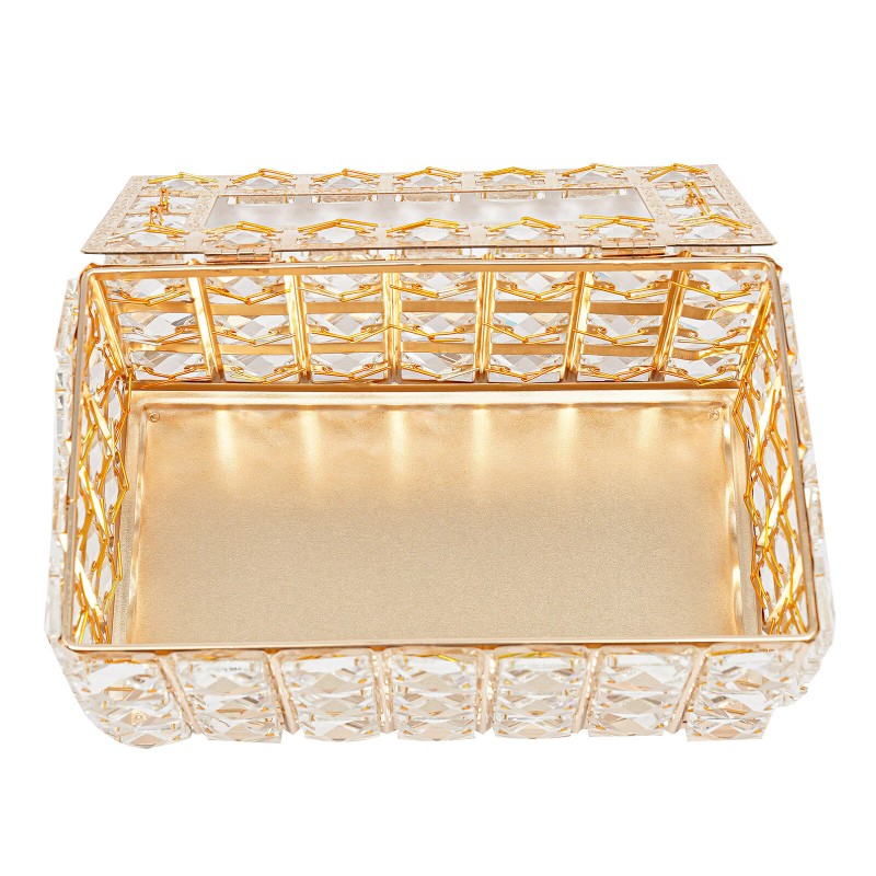 Tabletop Crystal Tissue Box Gold Paper Box Home Crystal Napkin