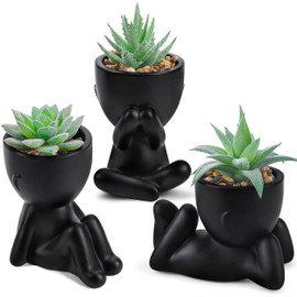 Der Rose 3 Pack Fake Plants Artificial Succulents Plants for Room Bathroom Home Office Desk Accessories Decor