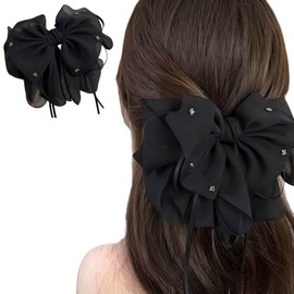 CHANJIF Hair Clip, Ribbon, Hair Clip, Hair Accessory, Hair Clip, Stylish, Secure, Hair Clip, Barrette, Adult, Cute, Popular, Korean Style, Hair Ornament, Lightweight, Simple, Daily Use, Work, School, Graduation, School Entrance Ceremonies, Weddings, Reci