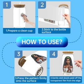 XRTHGS UV DTF Cup Wrap for 16 OZ 24PCS Inspirational Quotes UV DTF Stickers DIY Crafts can be Used for Mugs, Glasses, laptops, Thermos Cups, etc. (African American Girl)