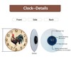 XNM Brown Rooster Wall Clocks Battery Operated 14 Inch Farmhouse