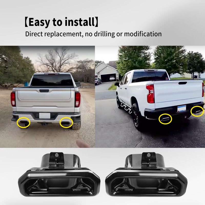 2253506 Exhaust Tips Compatible with Chevy Silverado/GMC Sierra 1500 19-24