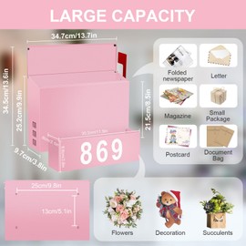 Wall-Mount Mailbox with Flag, Large Capacity Mailboxes for Outside House with Planter & 3 Sets of 0-9 Mailbox Number Stickers, Galvanized Steel Rust-Proof Post Box Metal Mail Box, 13.8"W*9.8"H*3.9"D