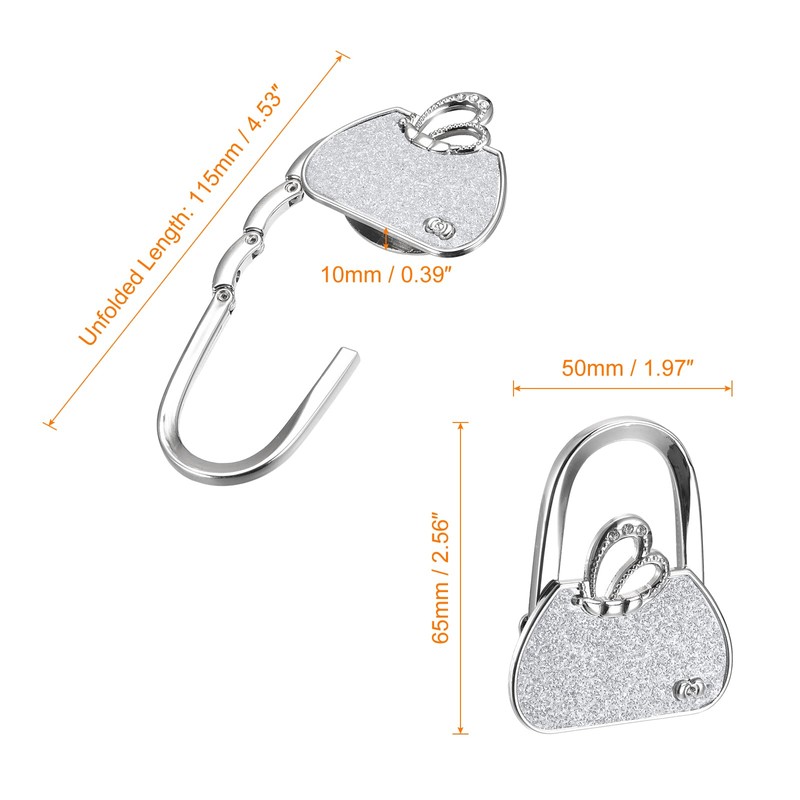 sourcing map Foldable Purse Hook - 2.56"x1.97"(LxW) Metal Portable Handbag